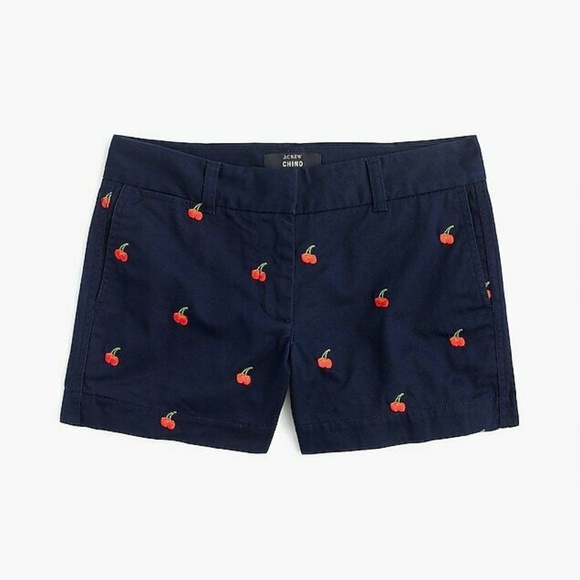 J. Crew Pants - J.Crew 4” short with embroidered cherries (NWOT)